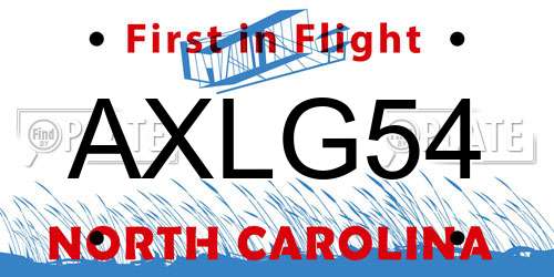 AXLG54 North Carolina License Plate