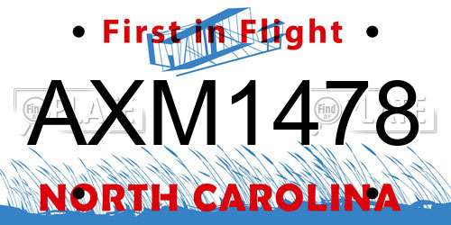 AXM1478 North Carolina License Plate