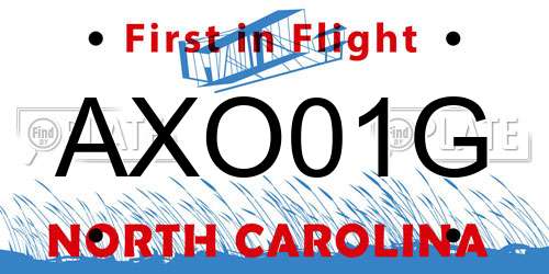AXO01G North Carolina License Plate