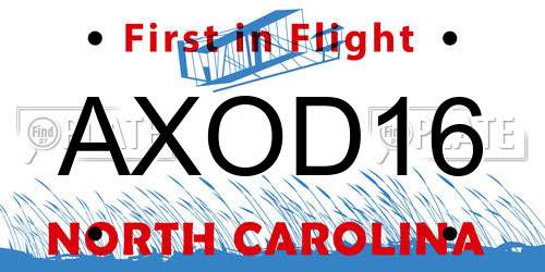AXOD16 North Carolina License Plate