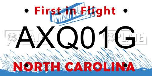 AXQ01G North Carolina License Plate