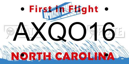AXQO16 North Carolina License Plate