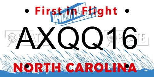 AXQQ16 North Carolina License Plate