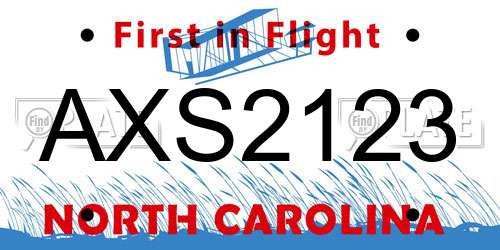 AXS2123 North Carolina License Plate