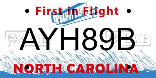 AYH89B North Carolina License Plate