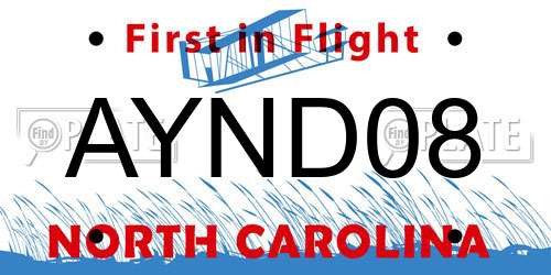 AYND08 North Carolina License Plate