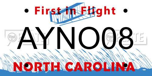 AYNO08 North Carolina License Plate