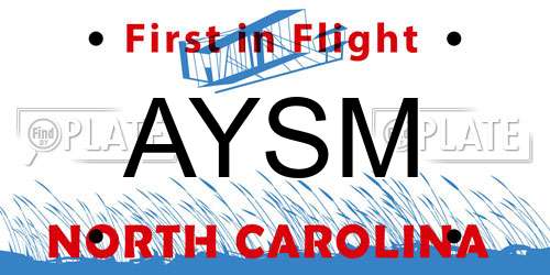 AYSM North Carolina License Plate