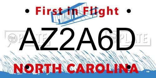 AZ2A6D North Carolina License Plate
