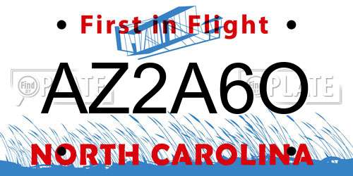 AZ2A6O North Carolina License Plate