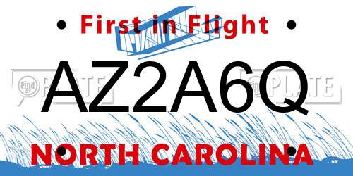 AZ2A6Q North Carolina License Plate