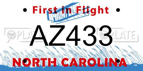 AZ433 North Carolina License Plate