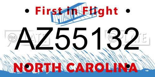 AZ55132 North Carolina License Plate