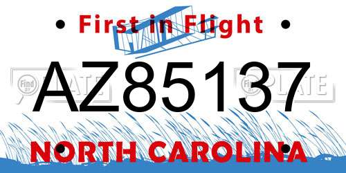 AZ85137 North Carolina License Plate