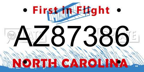 AZ87386 North Carolina License Plate