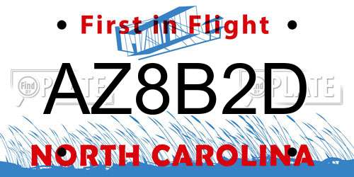 AZ8B2D North Carolina License Plate