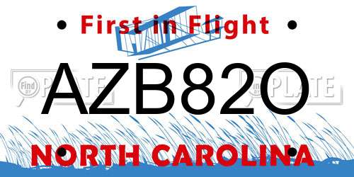 AZB82O North Carolina License Plate