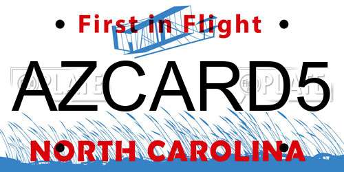 AZCARD5 North Carolina License Plate