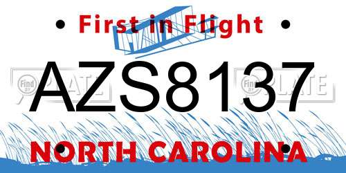 AZS8137 North Carolina License Plate