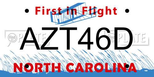 AZT46D North Carolina License Plate