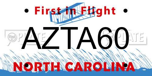 AZTA60 North Carolina License Plate