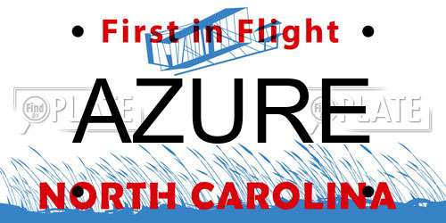 AZURE North Carolina License Plate