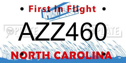 AZZ460 North Carolina License Plate