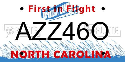 AZZ46O North Carolina License Plate
