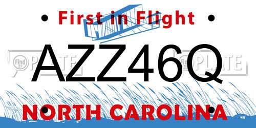 AZZ46Q North Carolina License Plate