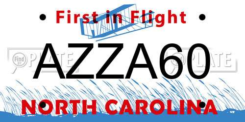 AZZA60 North Carolina License Plate
