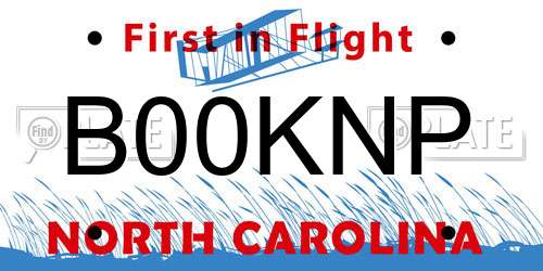 B00KNP North Carolina License Plate