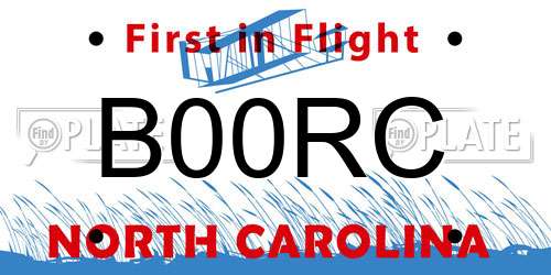 B00RC North Carolina License Plate