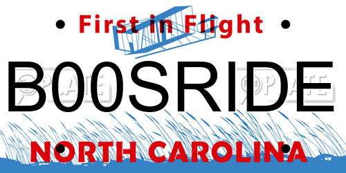 B00SRIDE North Carolina License Plate