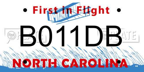 B011DB North Carolina License Plate