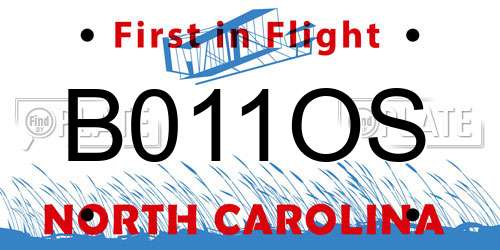 B011OS North Carolina License Plate