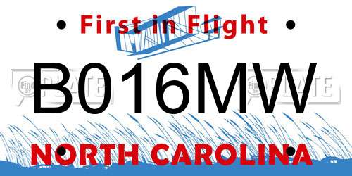 B016MW North Carolina License Plate