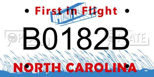B0182B North Carolina License Plate