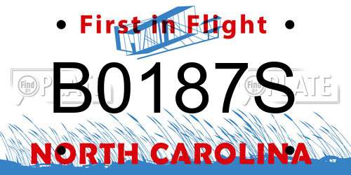 B0187S North Carolina License Plate