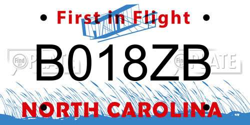B018ZB North Carolina License Plate