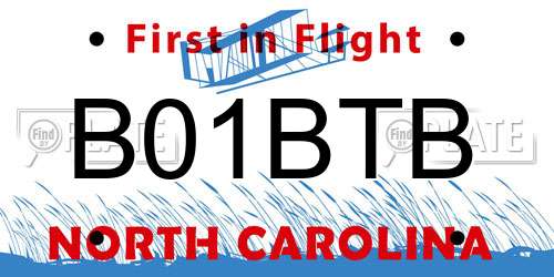 B01BTB North Carolina License Plate