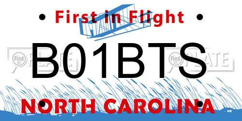 B01BTS North Carolina License Plate