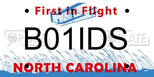 B01IDS North Carolina License Plate