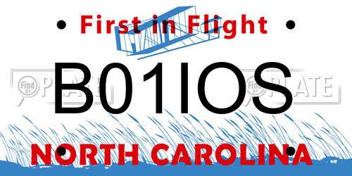 B01IOS North Carolina License Plate