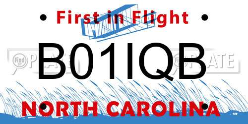 B01IQB North Carolina License Plate
