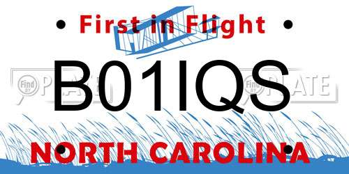 B01IQS North Carolina License Plate