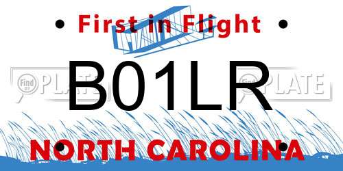 B01LR North Carolina License Plate