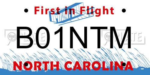 B01NTM North Carolina License Plate