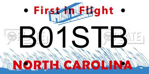 B01STB North Carolina License Plate
