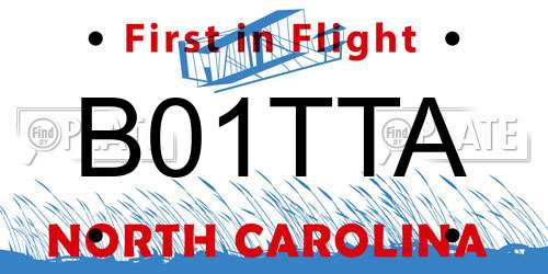 B01TTA North Carolina License Plate