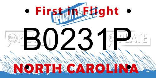 B0231P North Carolina License Plate